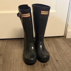 Hunter Classic Blue Boots with sparkles